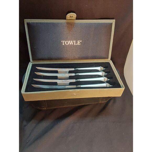 Towel Mfg Stainless Steel Steak Knifes Set of 4 in gift box - Picture 1 of 3